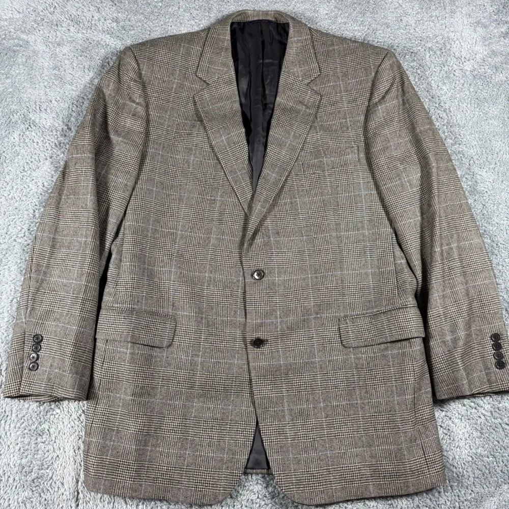 Loro Piana Brooks Brothers Sport Coat Blazer Jacket Men 46L Glen Check‎ Madison